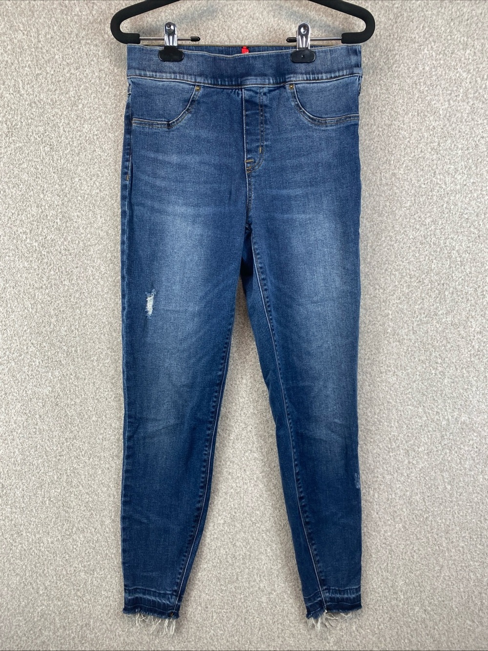 Spanx Skinny Jean Ankle Jeggings Women’s Size M Pull On Raw Hems Mid Rise